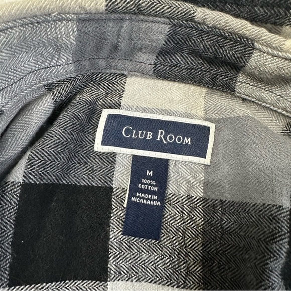 Club Room Men’s Buffalo Buttom Down Flannel Shirt Color Gray Size M Plaid - Picture 11 of 12